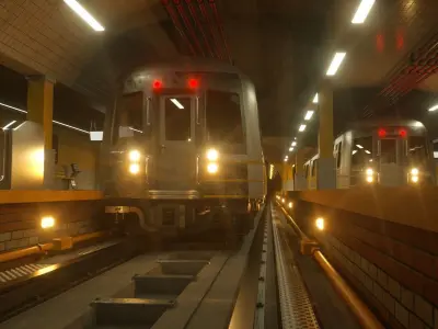 SUBWAY  CAR - TUNNEL - STATION 3D model