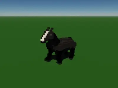Voxel Horse Low-poly 3D model