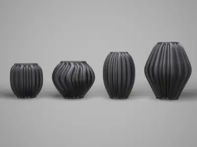 Black Modern Decor Vase COLLECTION 3D model