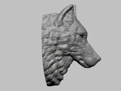 Wolf Head Sculpture 3D print model