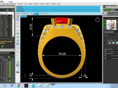 Luxury Triple Row Diamond Engagement Ring 187 3D print model