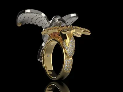 Flower and Bird ring 3D print model