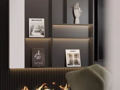 Modern living room dining room interior scenes 362 3D model