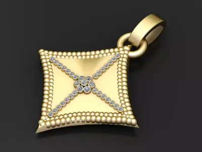 cushion shape pendant  3D printable model 3D print model