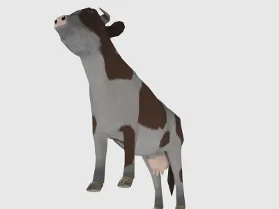  brown and white cow Low-poly 3D model