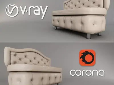 Quilted small sofa 3D model