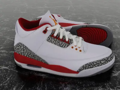 NIKE AIR JORDAN 3 CARDINAL RED 3D SHOES Low-poly 3D model
