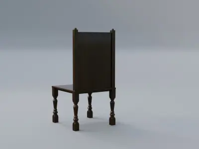 Chair wooden Low-poly 3D model