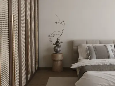 wabi-sabi bedroom 3D model 3D model