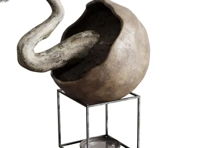 Bonsai 01 indoor plant pot concrete vase 3D model