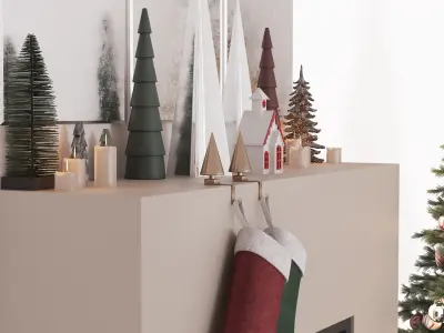 Decorated Christmas tree with decor 3D model