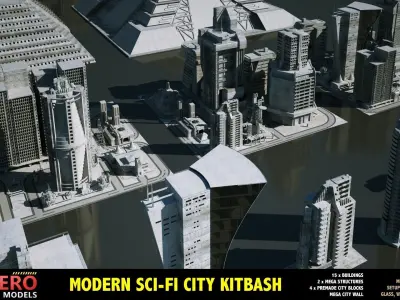 MEGA SCI-FI BUILDINGS KITBASH 3D model