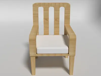 3D Modern White Wooden Sofa Chair Low-poly 3D model