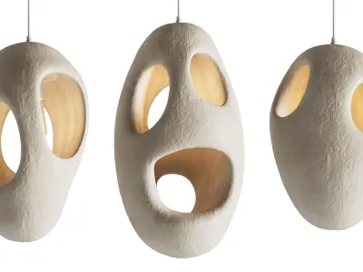 Sculptural Japandi Pendant light 3D model
