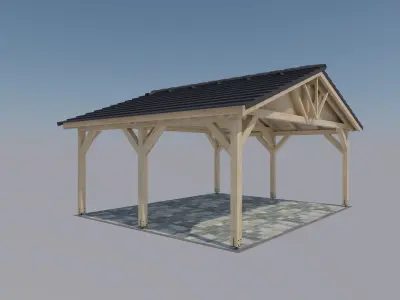 5x6m carport with tiled roof 3D model