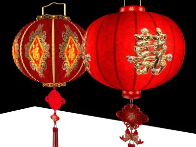 Chinese red lantern  3D model 23