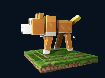 MineCraft Themed Dog - 3D Model and Textures Low-poly 3D model