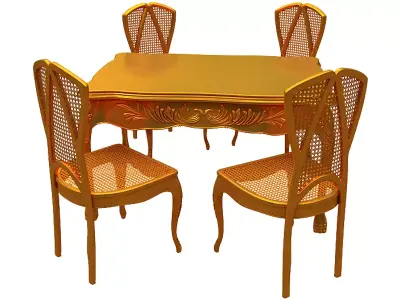 classical Dining set Low-poly 3D model