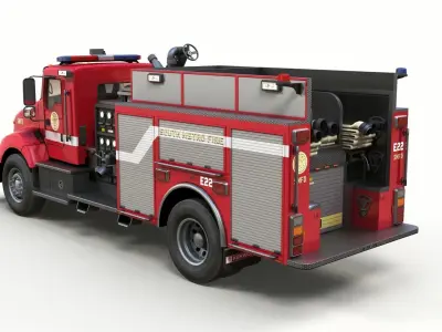 Kenworth T370 Firetruck Low-poly 3D model