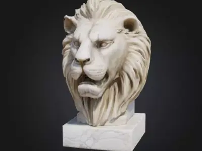 Lion Head Sculpture Low-poly 3D model buy