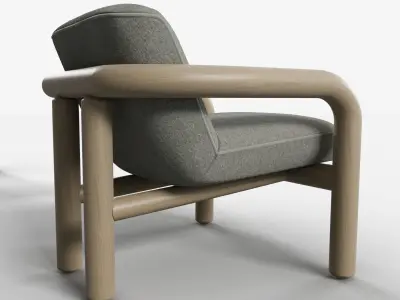 2021 Benson chair light wood light fabric  3D model