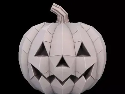 Low Poly Monochrome Jack-oLantern Halloween pumpkin 3D print model