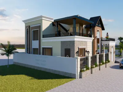 Luxurious Classical Modern Villa 3D Model Exterior 3D model
