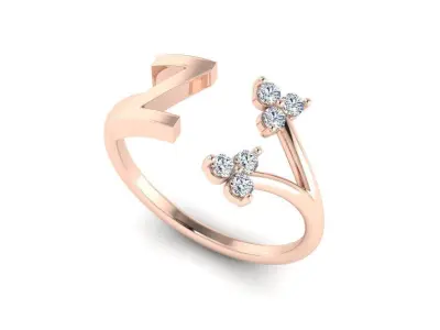 Jewelry Alphabet Ring  Z with Diamonds  3D print model
