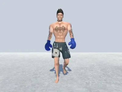 MMA Fighter Rigged Low-poly 3D model