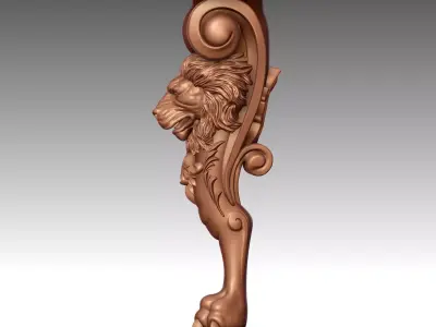Wood carved 3D-Lion Leg 3D print model