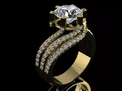 Elegant Diamond Ring Jewelry Gold  3D print model purchase