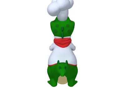 Crocodile chef cartoon 3D model