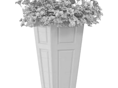 Modern Art Deco Petunia Flower Bed in Pot Plants Porch Balcony  3D model