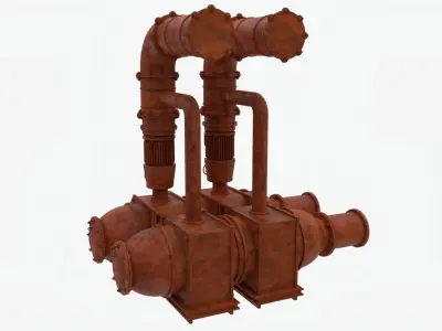 Rusty factory exhaust pipe 3D model