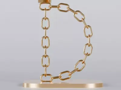 Alphabet D Chain Bronze Candleholder 3D Model True 4K PBR Render Low-poly 3D model