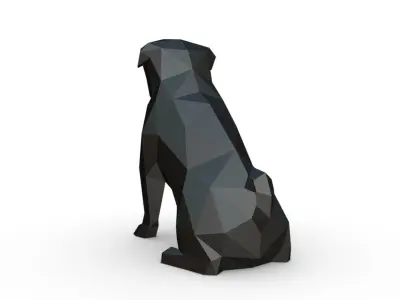 pug low poly 3D print model