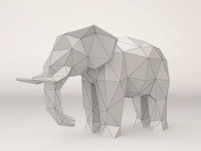 Low Poly Elephant golden Low-poly 3D model