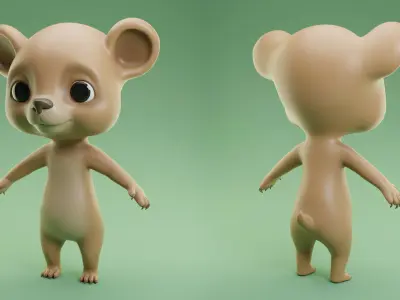 Bear Cartoon Low-poly 3D model