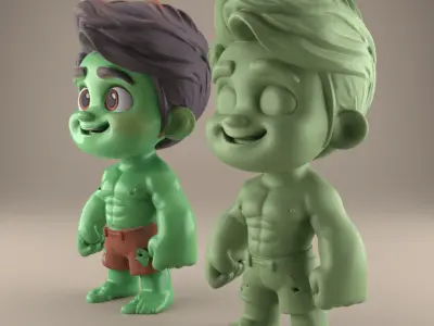 Cute Hulk Kid STL 3D Model for Fun Gift or Decoration 3D print model