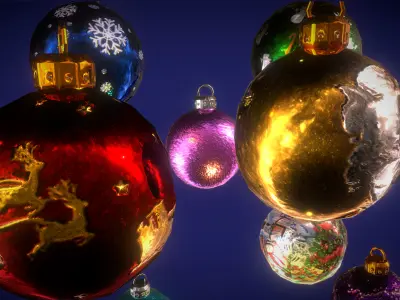 Christmas decoration balls Low-poly 3D model