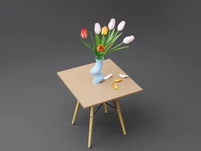 Tulip vase Low-poly 3D model