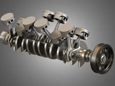 Crankshaft With Pistons - V12 Engine 3D model