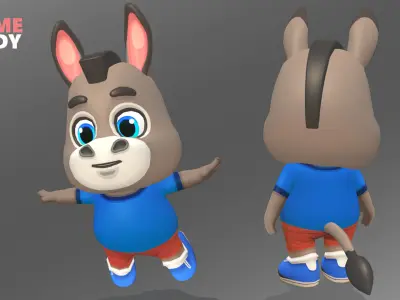 Donkey Mule Animated Rigged Low-poly 3D model