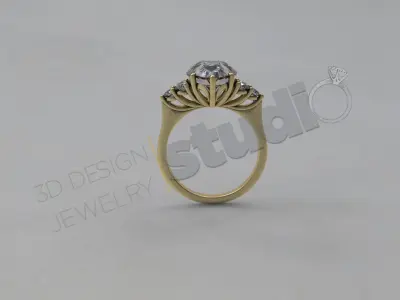 Brilliant diamond detailed ring  3D print model
