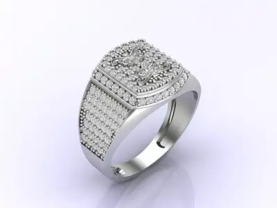 Print Ready STL 3DM  Gents Rings Diamond Men Ring  3D print model 130