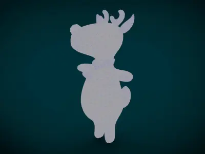 Cute christmas reindeer Low-poly 3D model