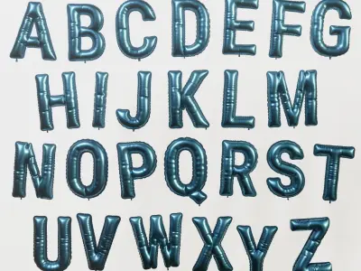 Balloons alphabet 5 colors 3D model