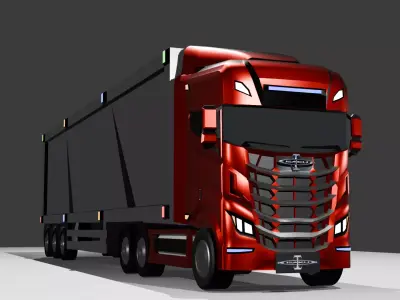 Futuristic Semi truck Game Ready  Low-poly 3D model