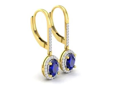 AV 429 Diamond Ladies Halo Style Dangling Drop 3D print model