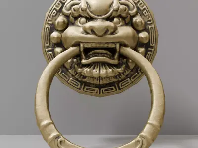 Chinese Style Beast Head Door Knocker 3 - Low Poly PBR Model Low-poly 3D model